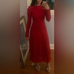 Red Oscar De La Renta Dress